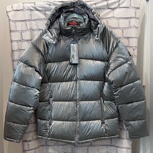 Men's Metallic Gray Puffer Jacket